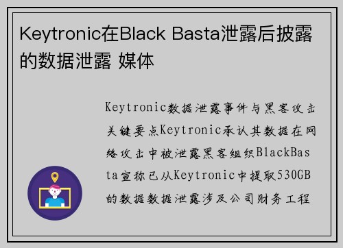 Keytronic在Black Basta泄露后披露的数据泄露 媒体